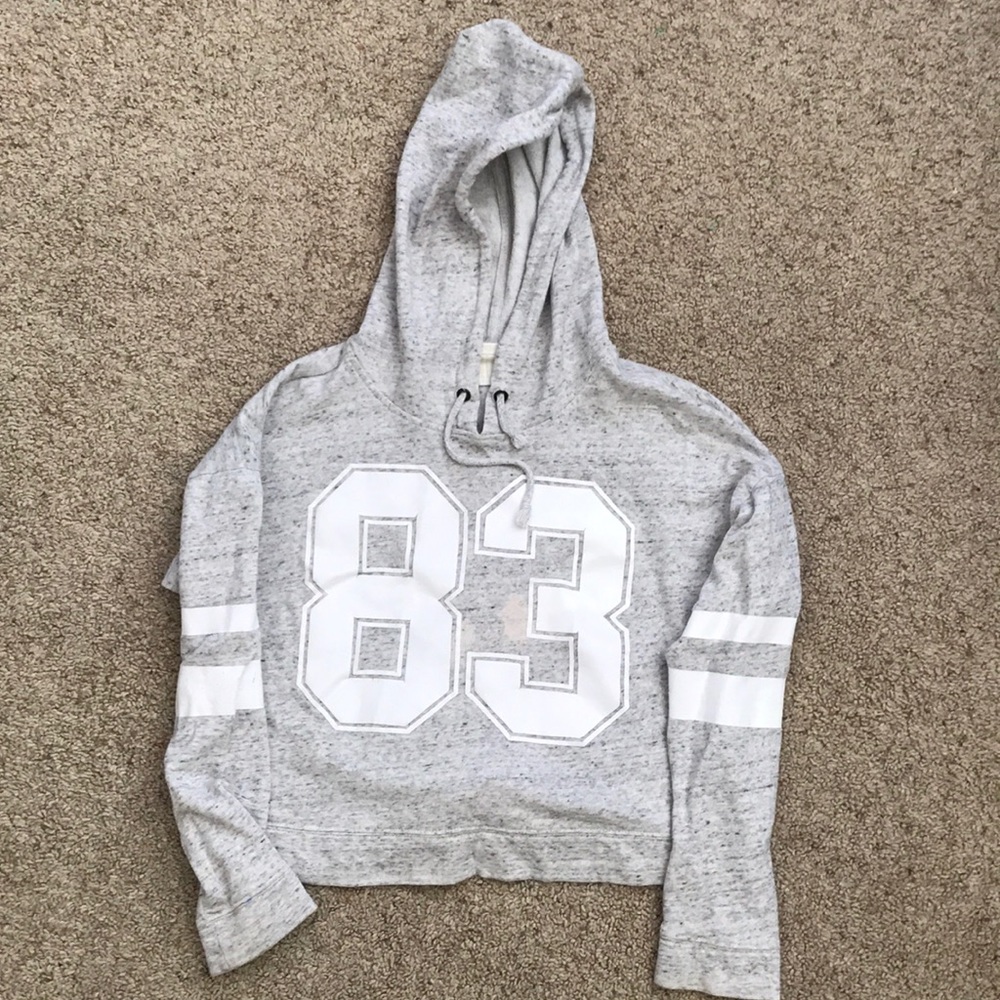 Gray cropped sweater with hood